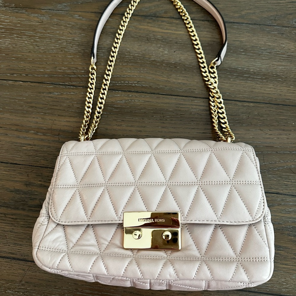 Michael Kors Pink and Gold Quilted Shoulder Bag